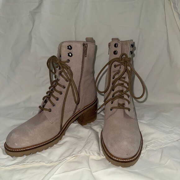 Taupe Lace-Up Combat Boots- Seychellas | Chunky Sole | Fall/Winter Essential - Picture 2 of 7